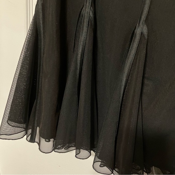 JS Collections black skirt: chiffon, satin ribbon trim, ruffled hem, lined - Picture 5 of 10